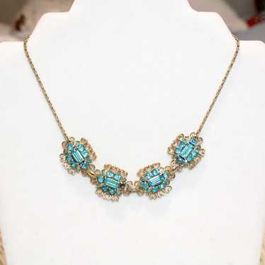 Elegant 1940s Aquamarine Vintage Gold Heart Scall… - image 1