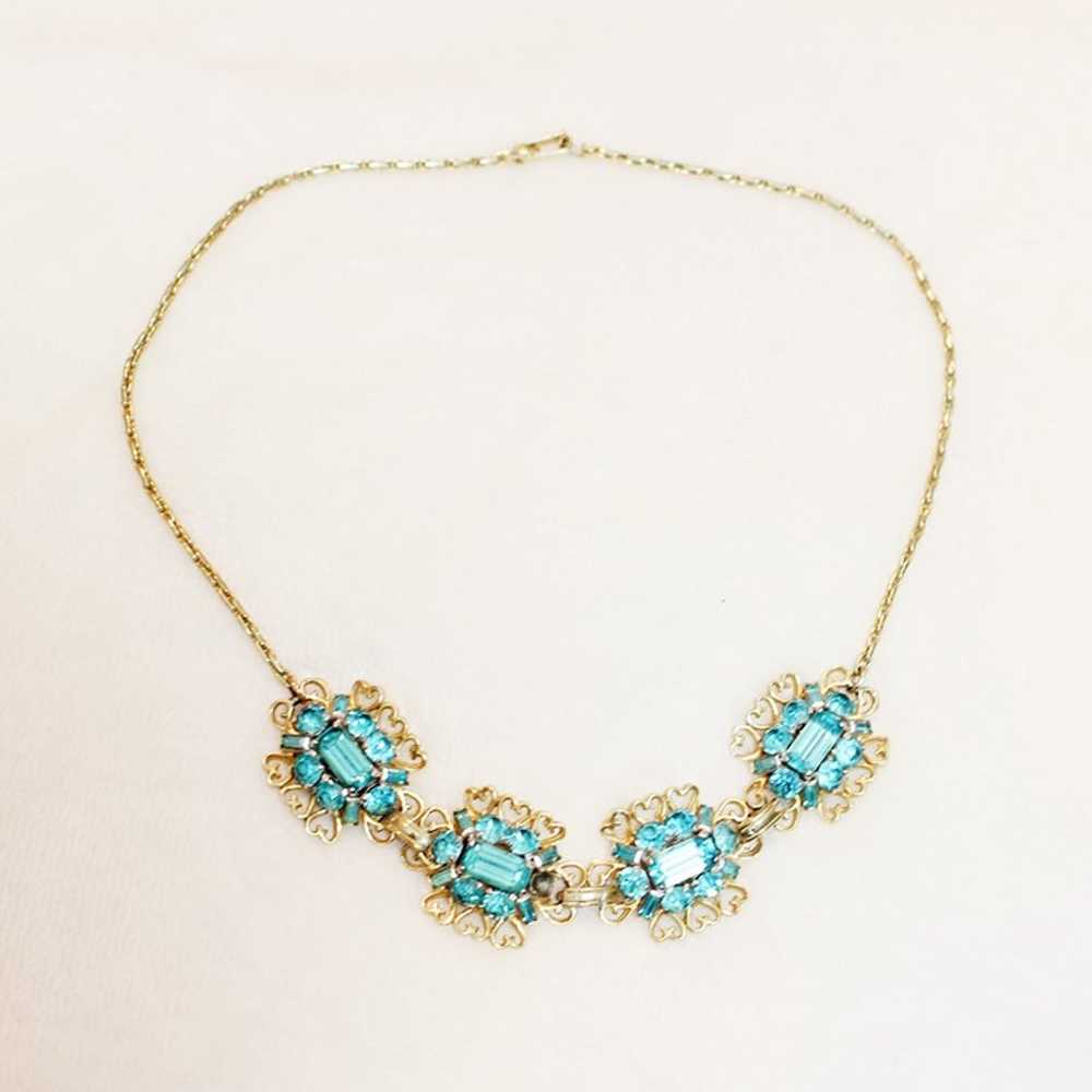 Elegant 1940s Aquamarine Vintage Gold Heart Scall… - image 3