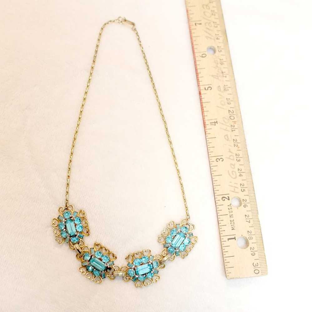 Elegant 1940s Aquamarine Vintage Gold Heart Scall… - image 4