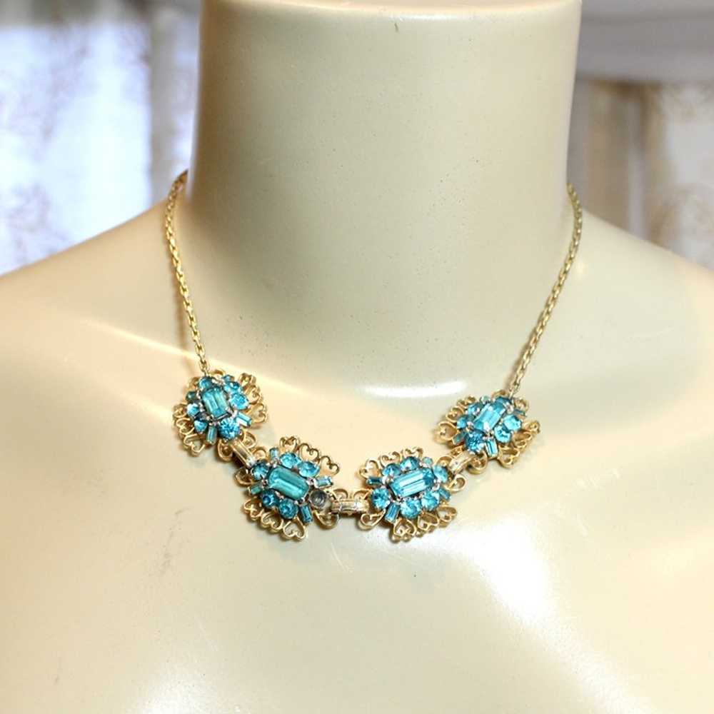 Elegant 1940s Aquamarine Vintage Gold Heart Scall… - image 6