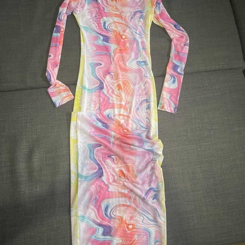 Sheer Rainbow 70’s Funky Dress - image 3