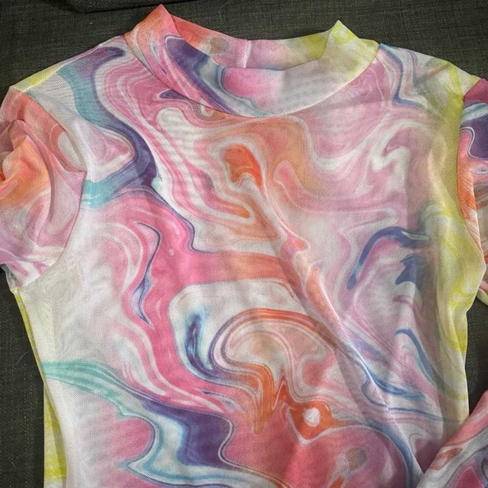 Sheer Rainbow 70’s Funky Dress - image 4