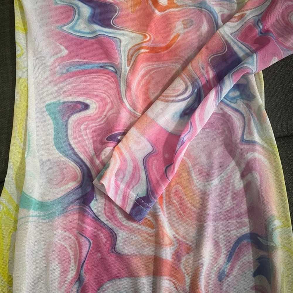 Sheer Rainbow 70’s Funky Dress - image 6