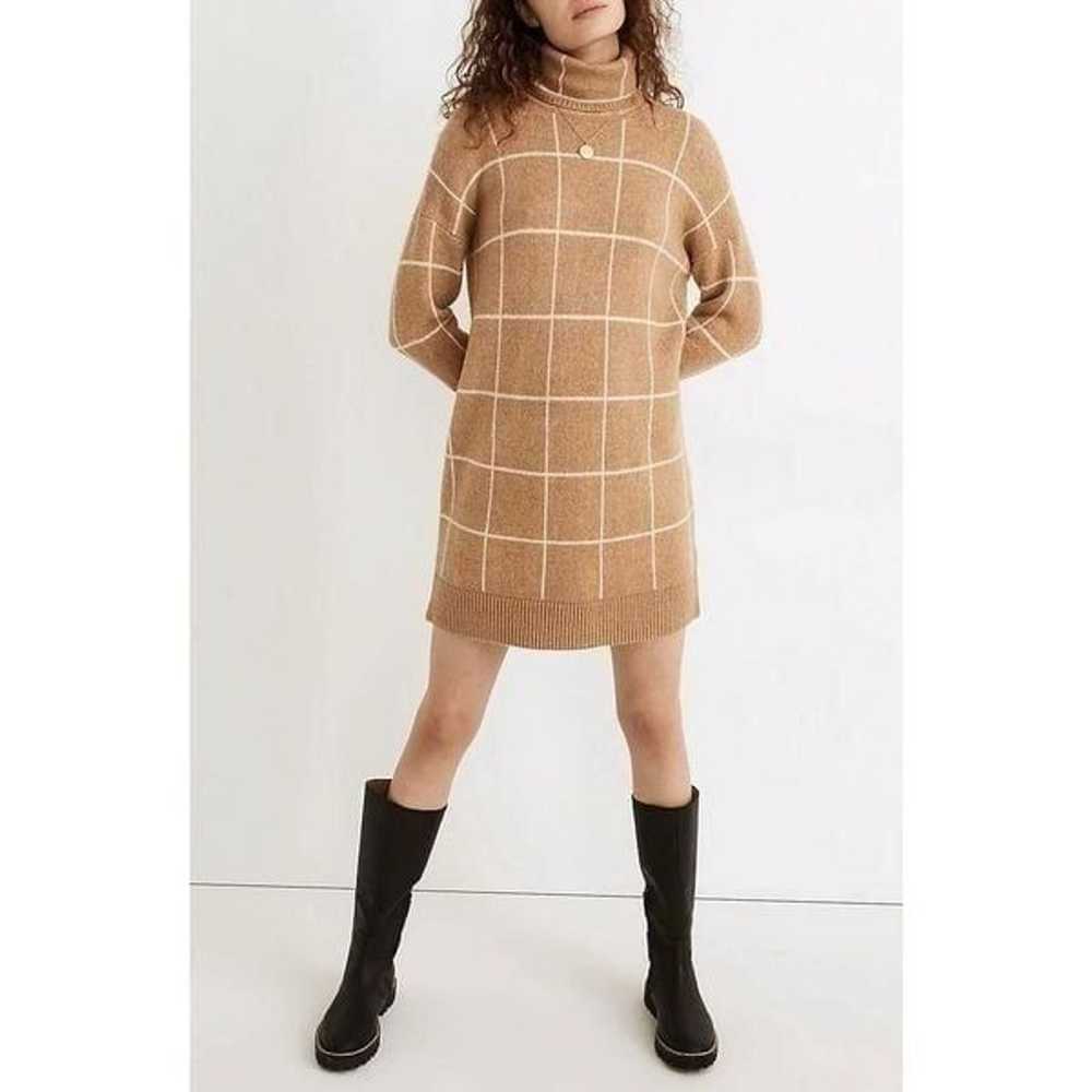 Madewell Windowpane Turtleneck Sweater Dress size… - image 1