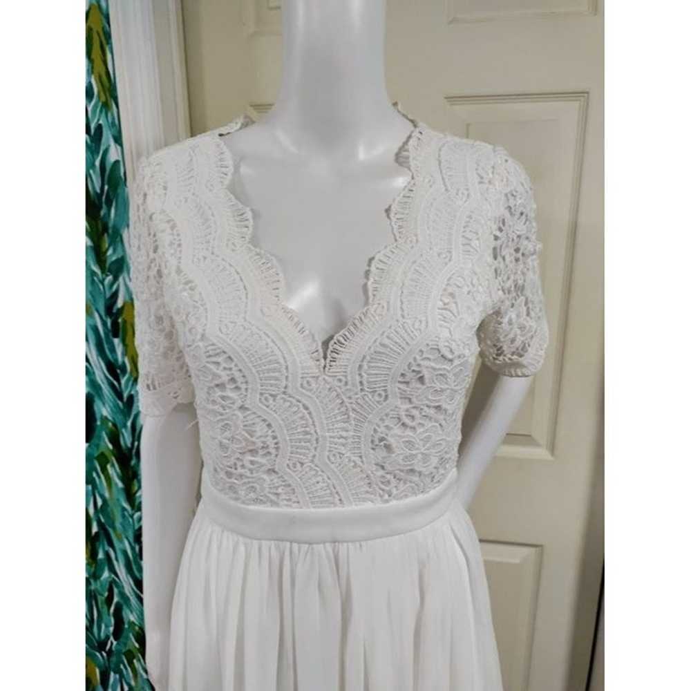 Lulus Scalloped V-Neck Chiffon Lace Mini Skater B… - image 5