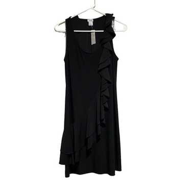 Cache Sleeveless Diagonal Ruffle Shift  Black Dres