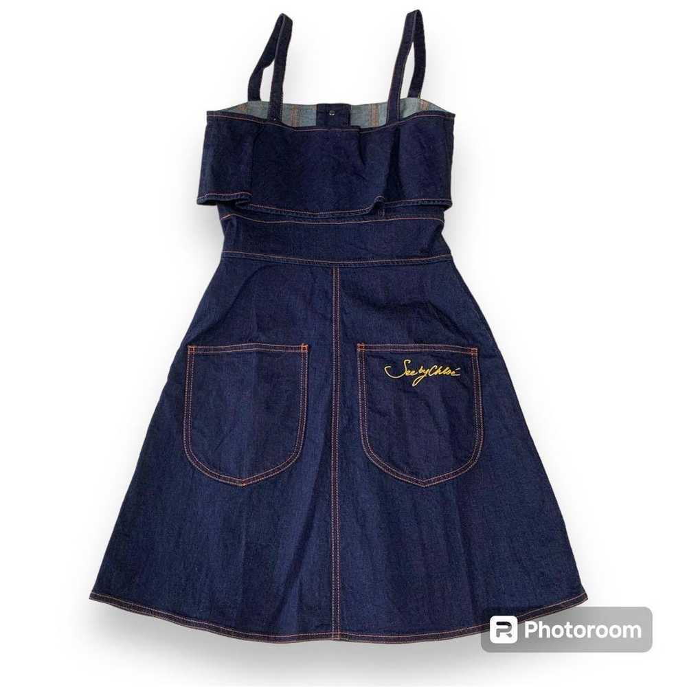 See By Chloe Denim Frill Dress Size S - image 5