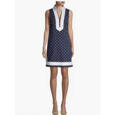 Eliza J Navy Blue Polka Dot Sheath Dress Size 6 N… - image 1