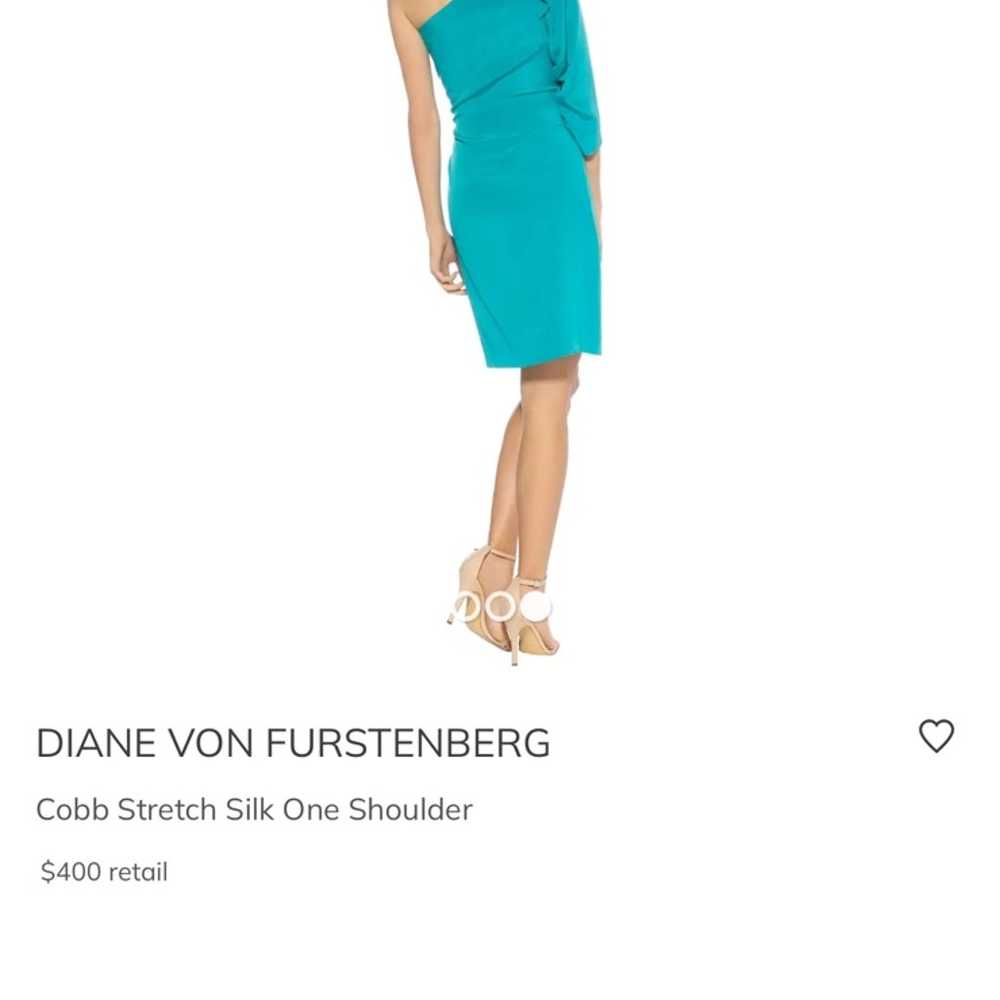 DVF Cobb Silk Stretch One Shoulder Dress Turquoise - image 3