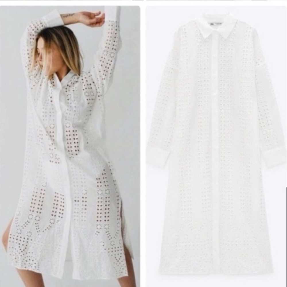 Zara Openwork Embroidery Shirt Dress - image 6