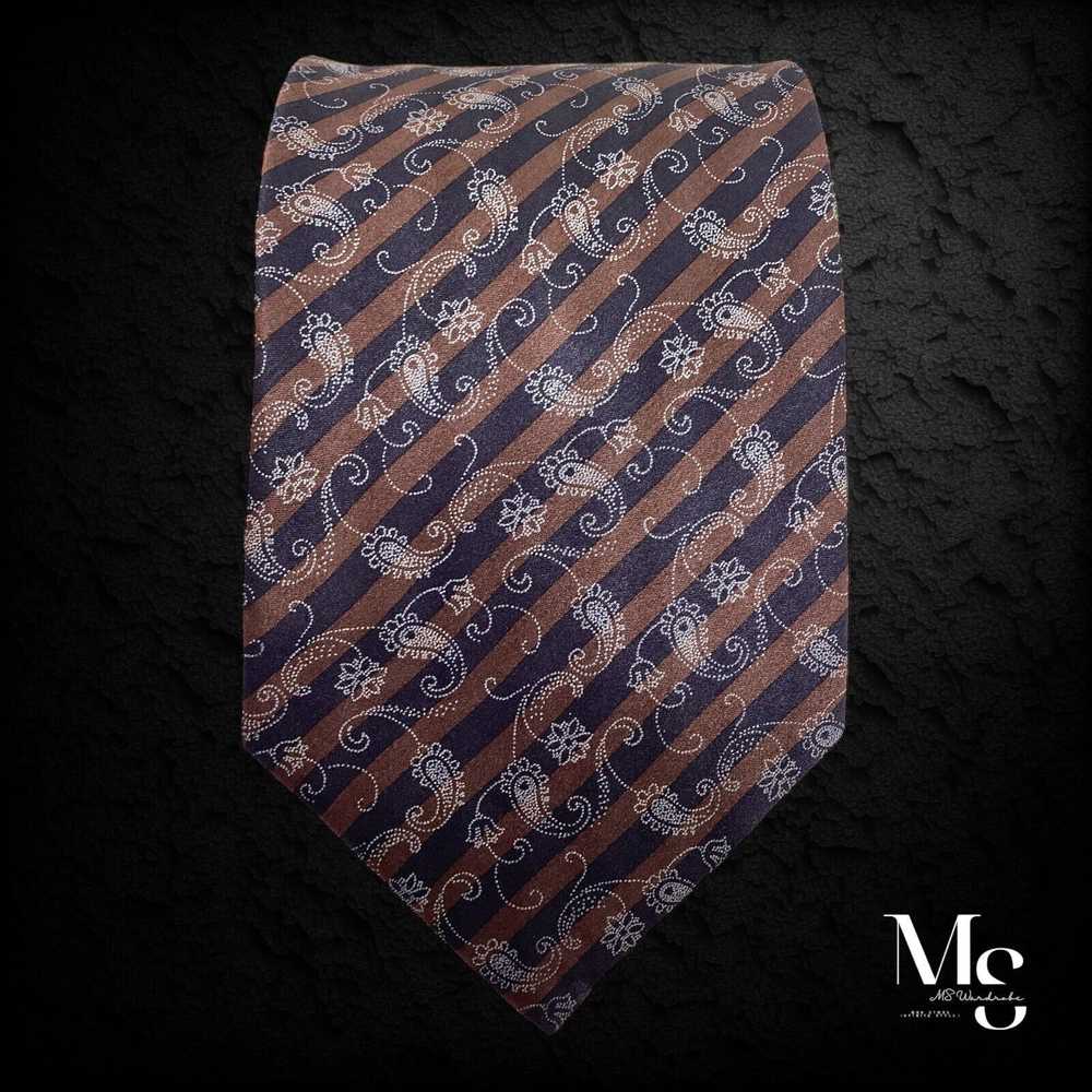 Dolcepunta DOLCEPUNTA Brown Paisley Stripe Silk T… - image 5