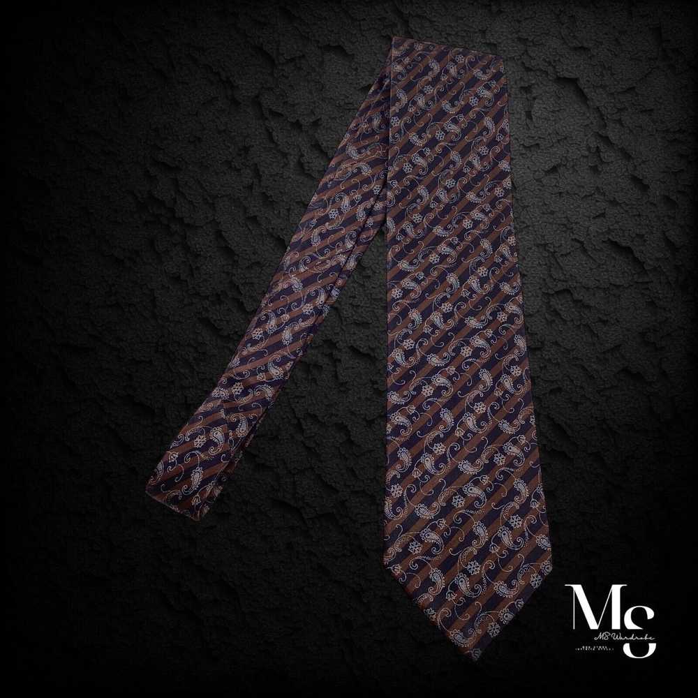 Dolcepunta DOLCEPUNTA Brown Paisley Stripe Silk T… - image 6