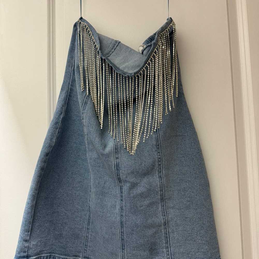 12th Tribe Riley Denim Strapless Dress - image 2