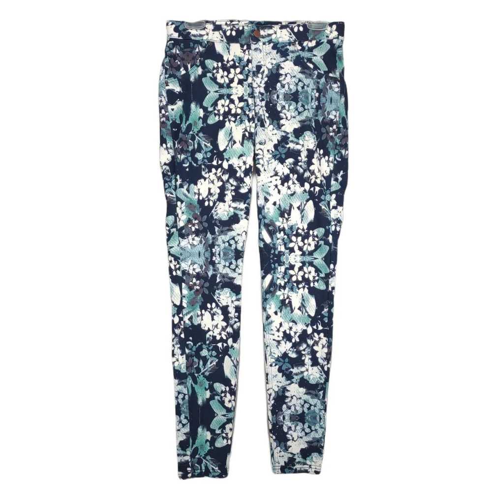 Other HUE Women's M Blue White Floral Bouquet Jeg… - image 1