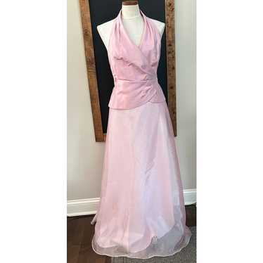 Vintage Bill Levkoff Two Piece Pink Halter Maxi D… - image 1