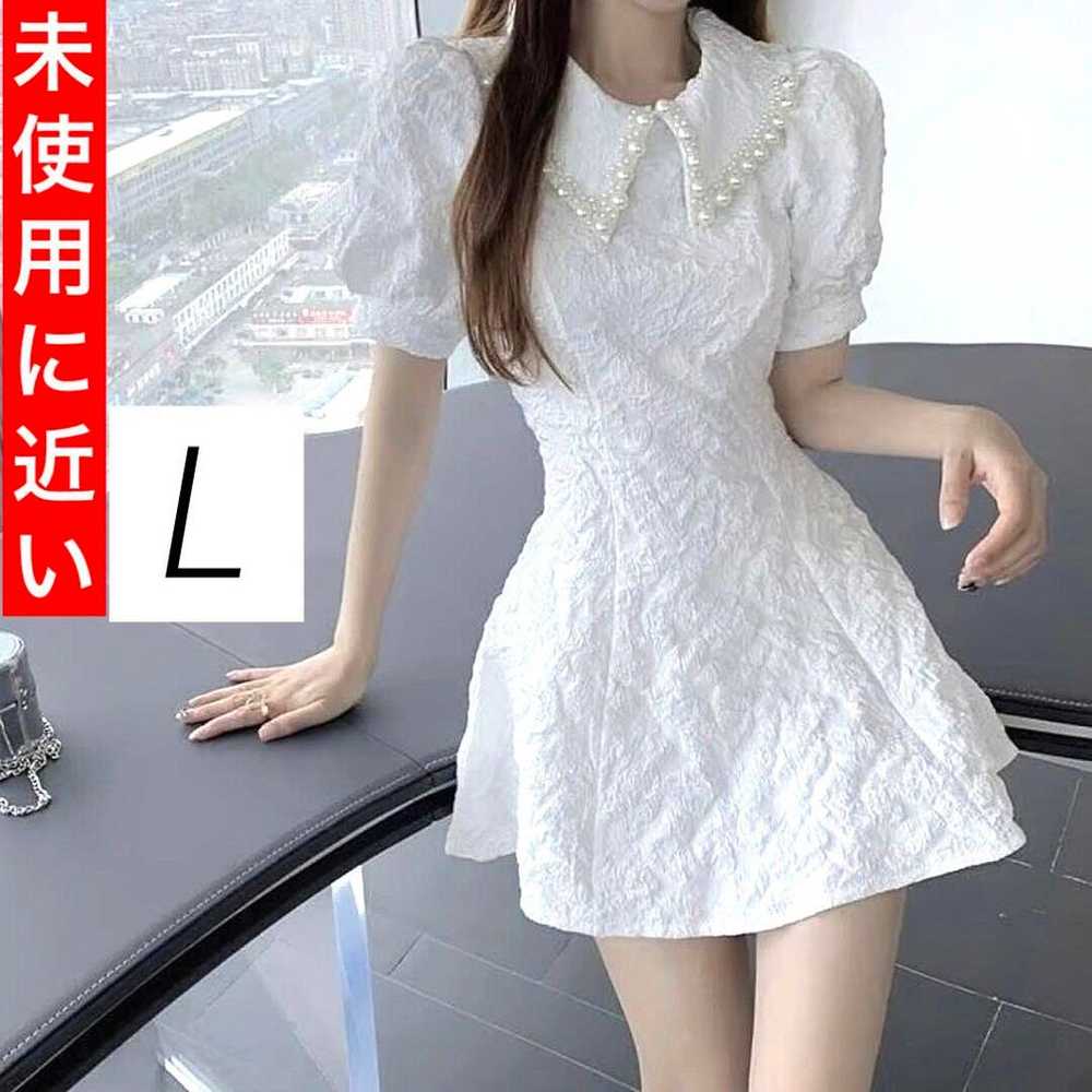 White Korean mini one-piece cabaret dress with tw… - image 3