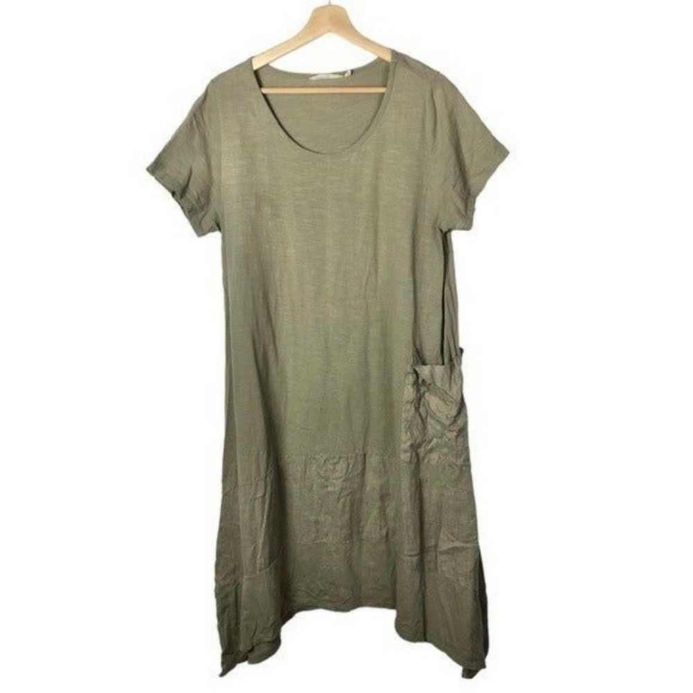 Soft Surroundings Loria Khaki Midi T-Shirt Dress … - image 2