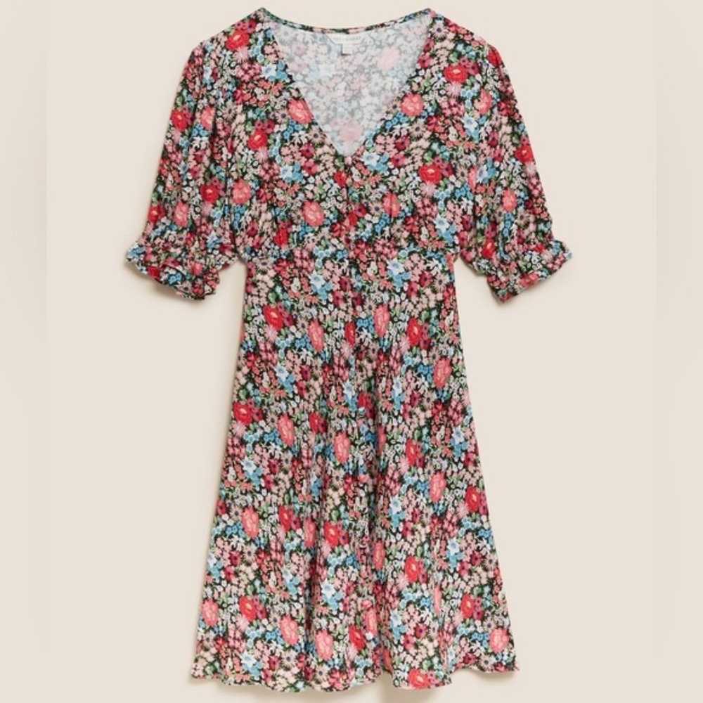 M&S X Ghost Floral V-Neck Mini Tea Dress Size 18 - image 1