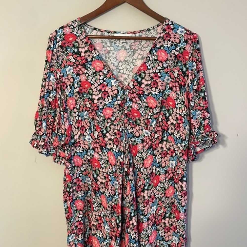 M&S X Ghost Floral V-Neck Mini Tea Dress Size 18 - image 5