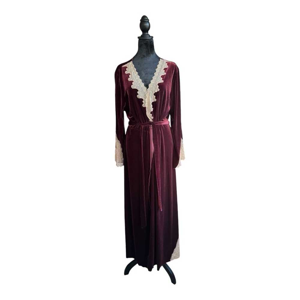 Vintage Jacalyn Bennet Velvet Robe/ wrap dress Ca… - image 1