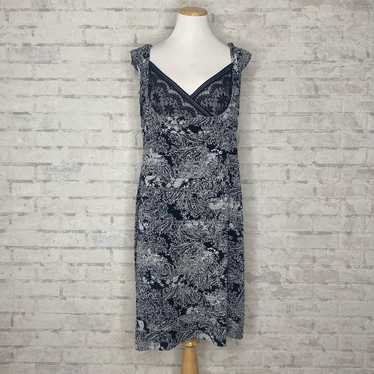 Adrianna Papell | Black Gray Paisley Lace Sleevel… - image 1