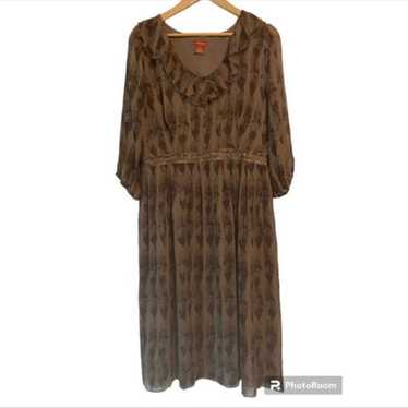 Sundance Womens Brown Silk Chiffon Ruffle Dress - image 1