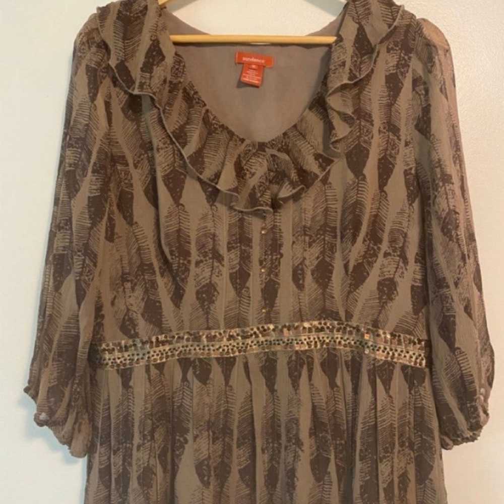 Sundance Womens Brown Silk Chiffon Ruffle Dress - image 2