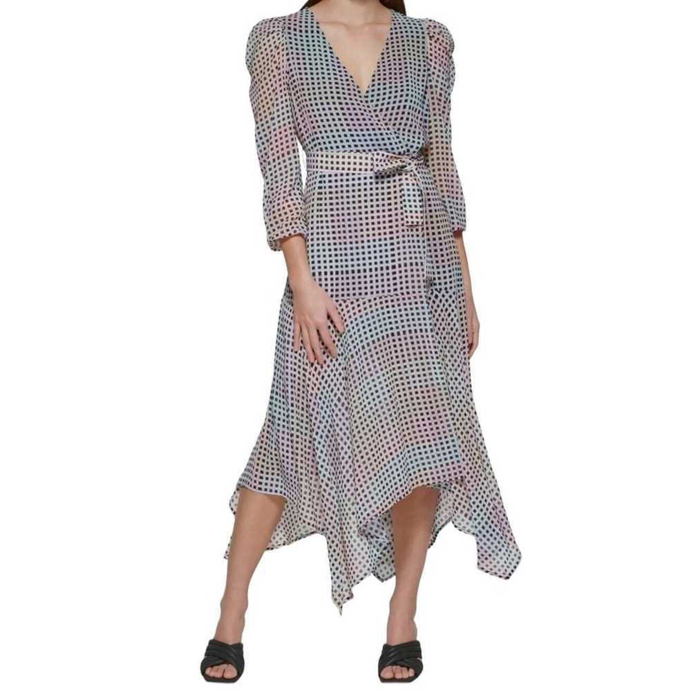 Calvin Klein Midi Wrap Dress Size 16 Geometric Pr… - image 1