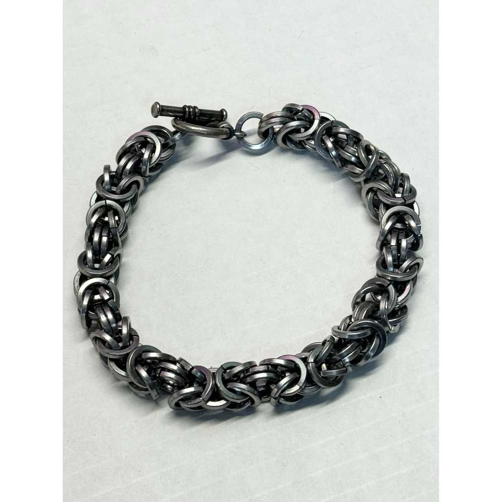 Vintage Vintage silver tone chain men's bracelet - image 1