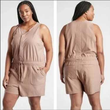 Athleta Farallon Tan Snap Front Knit Romper 2X