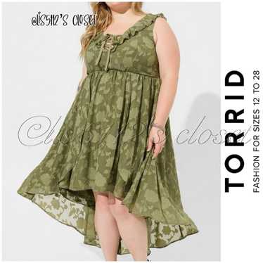 Torrid x Festi Olive Green Stretch Lace Hi Lo Lac… - image 1