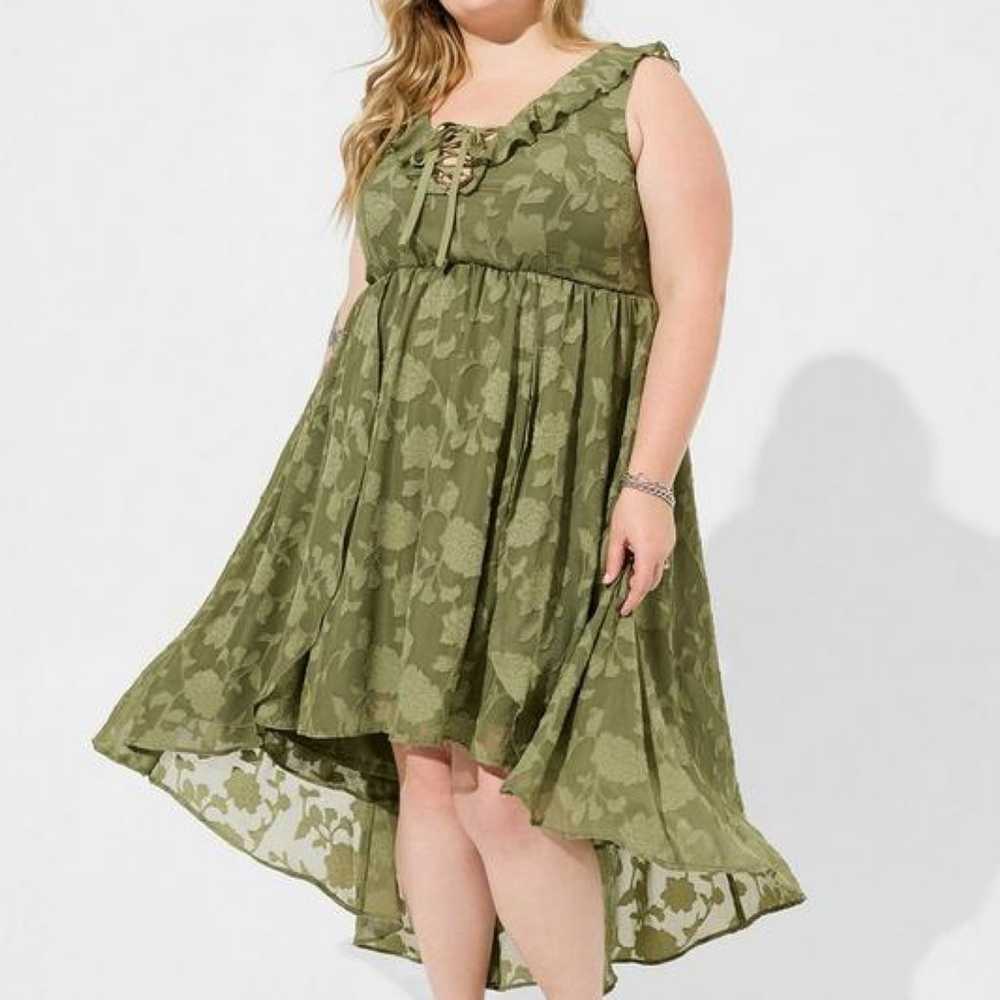 Torrid x Festi Olive Green Stretch Lace Hi Lo Lac… - image 5