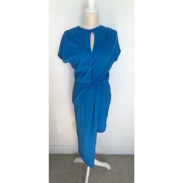 Monrow Bright Blue Ruched Shoulder Asymmetrical T… - image 1