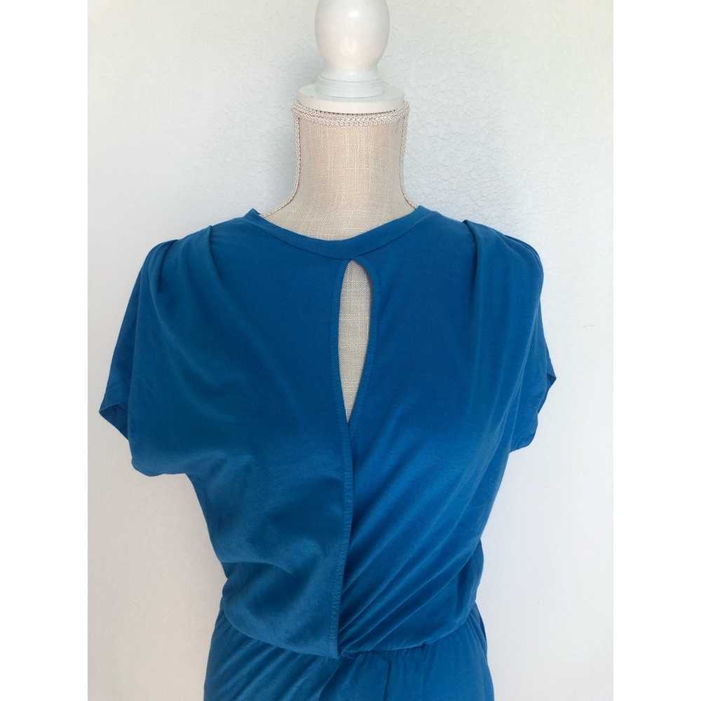 Monrow Bright Blue Ruched Shoulder Asymmetrical T… - image 2