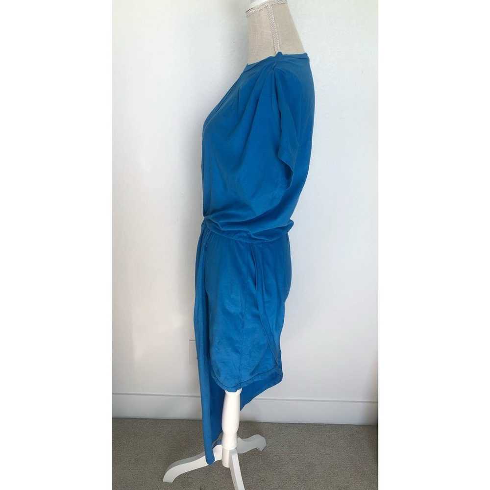 Monrow Bright Blue Ruched Shoulder Asymmetrical T… - image 3