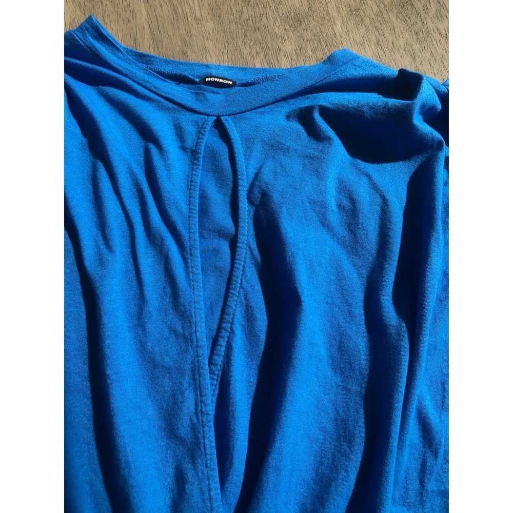 Monrow Bright Blue Ruched Shoulder Asymmetrical T… - image 5