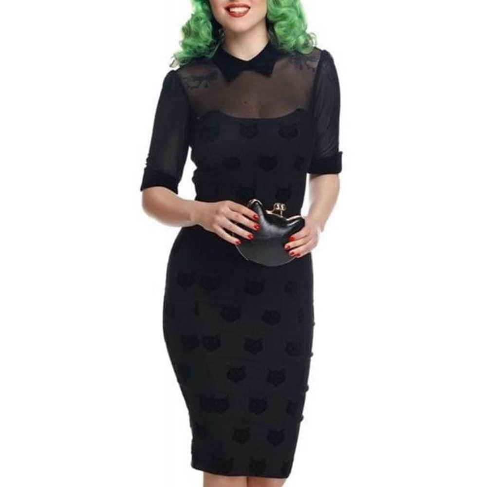 WEDNESDAY COLLECTIF VELVET CAT PENCIL DRESS - image 3