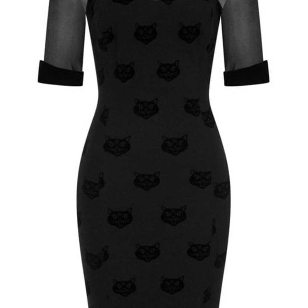 WEDNESDAY COLLECTIF VELVET CAT PENCIL DRESS - image 4