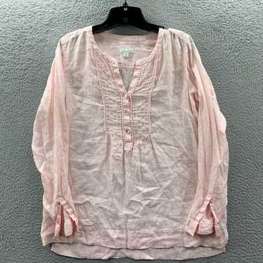 Vintage Linen Pink Long Sleeve Top for Women in X… - image 1