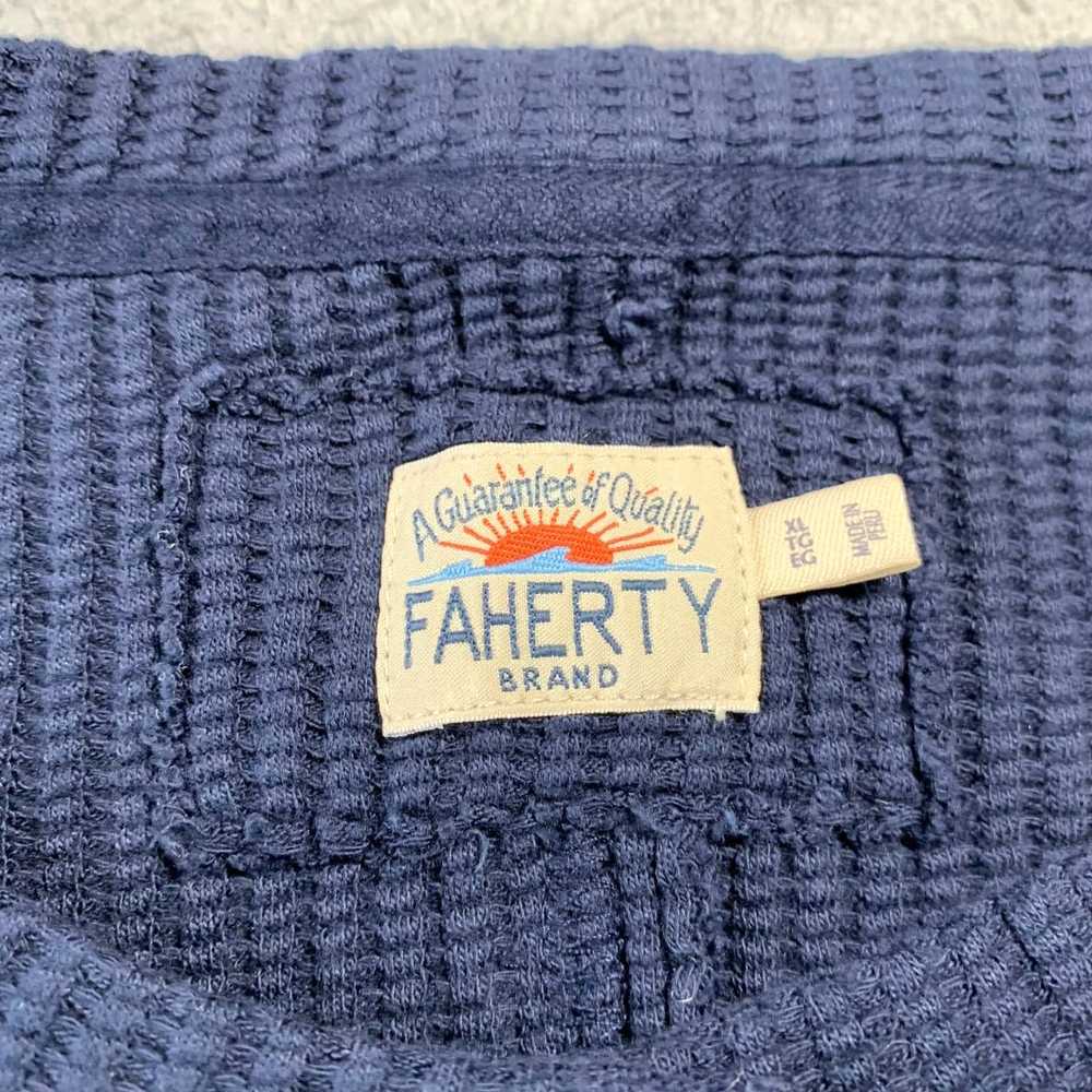 Faherty Womens Extra Large Blue Waffle Knit Sweat… - image 3