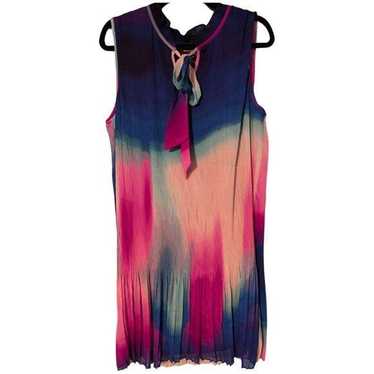 DKNY DKNY Tie V-Neck Sleeveless Pleated Chiffon Tr