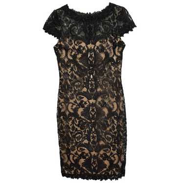 Tadashi Shoji Dress 6 Black Nude Illusion Lace Sh… - image 1