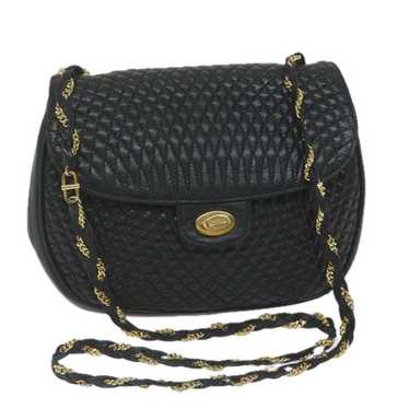 Bally BALLY Quilted Chain Shoulder Bag Leather Bla