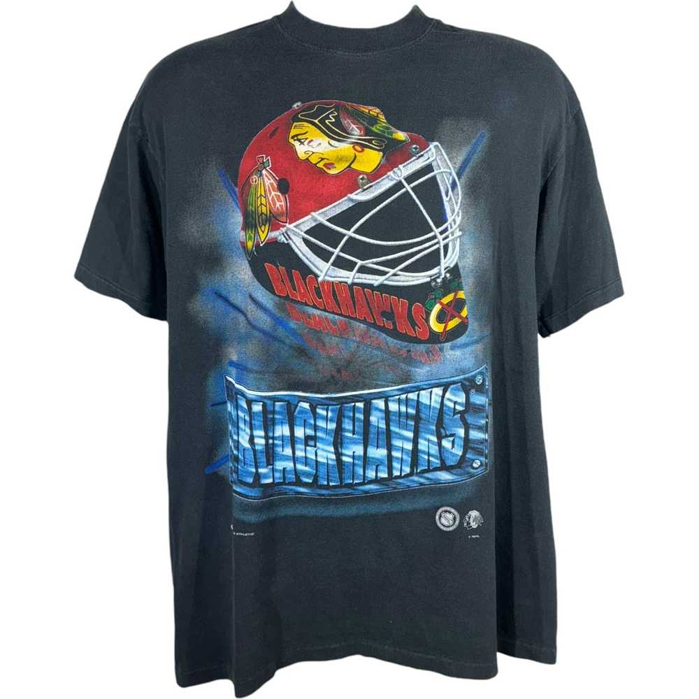 NHL Vintage NHL Chicago Black Hawks Helmet Tee - image 1