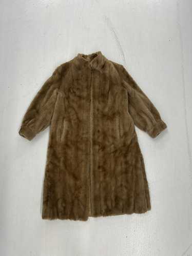 Designer Vintage Faux Fur Coat - Elegant Brown Fau