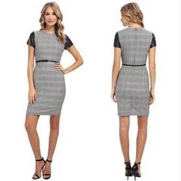 Calvin Klein Glen Plaid Faux Leather Sheath Dress 