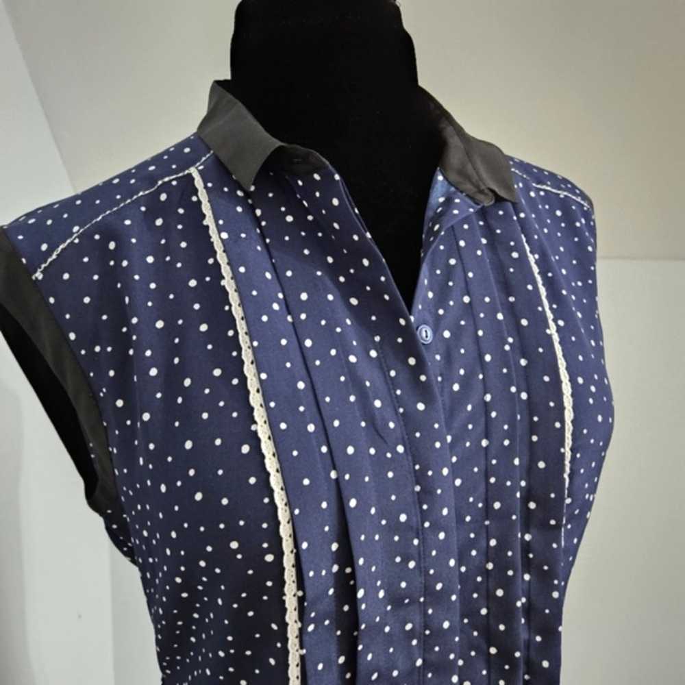 Jason Wu Blue White Polka Dot Lace Button Front C… - image 10