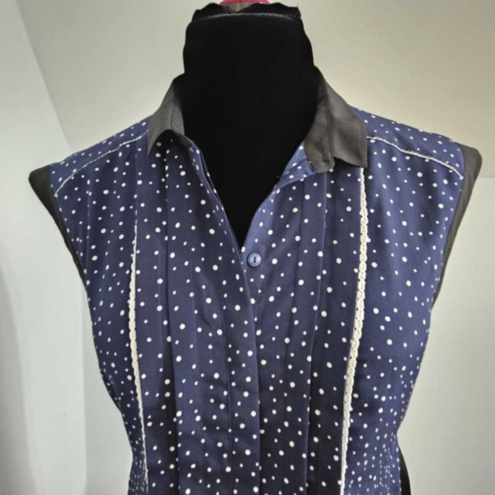 Jason Wu Blue White Polka Dot Lace Button Front C… - image 7