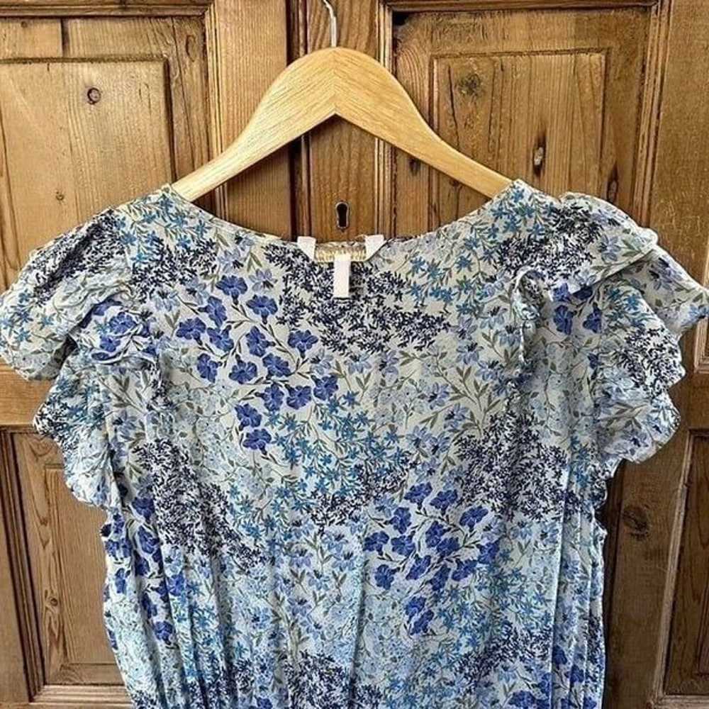 Rebecca Taylor 8 Dress Blue White Floral Ruffle V… - image 10