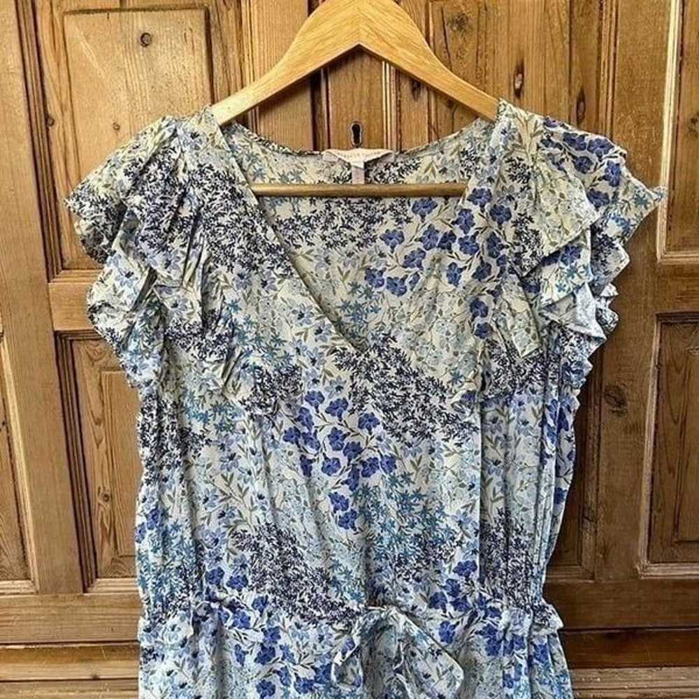 Rebecca Taylor 8 Dress Blue White Floral Ruffle V… - image 2